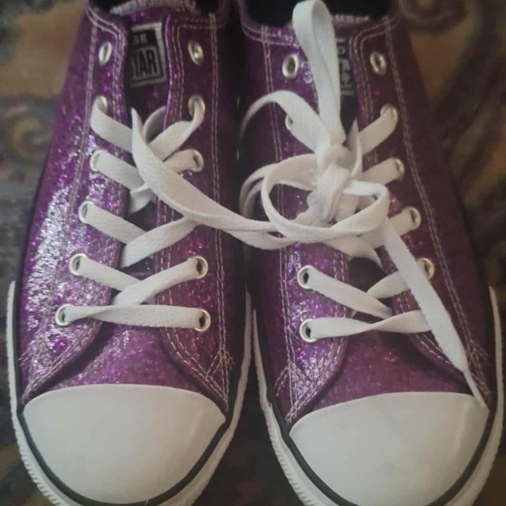 Purple Glitter High-Top Sneakers